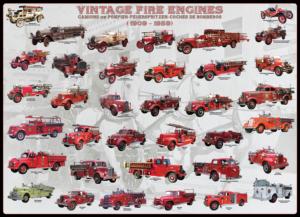 Vintage Fire Engines Pattern & Geometric Jigsaw Puzzle By Eurographics
