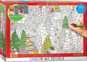 Christmas Trees Color-Me Puzzle Adult Coloring Coloring Puzzle By Eurographics