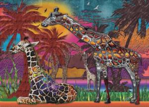 Rainbow Giraffes Africa Jigsaw Puzzle By Jacarou Puzzles