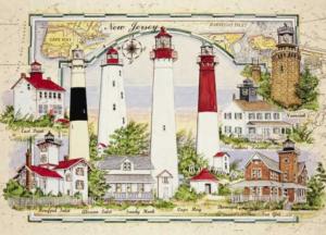 New Jersey 7 Lighthouses Chartmap Lighthouse Jigsaw Puzzle By Heritage Puzzles