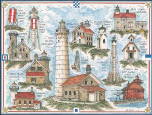 Door County Wisconsin Lighthouse Lighthouse Jigsaw Puzzle By Heritage Puzzles