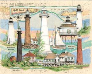 Lighthouses of the Gulf of Mexico Lighthouses Jigsaw Puzzle By Heritage Puzzles