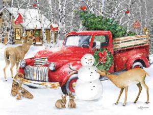 A Country Christmas Cottage / Cabin Jigsaw Puzzle By Heritage Puzzles