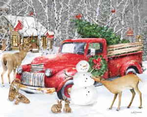 A Country Christmas - Scratch and Dent Cabin & Cottage Jigsaw Puzzle By Heritage Puzzles