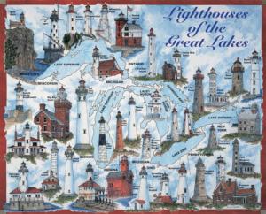 Great Lakes Lights Lighthouse Jigsaw Puzzle By Heritage Puzzles