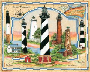 NC Coastal Lights Lighthouse Jigsaw Puzzle By Heritage Puzzles