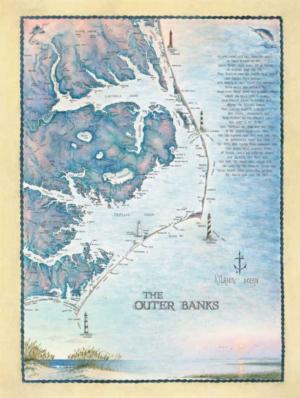Outer Banks Waterways Maps / Geography Jigsaw Puzzle By Heritage Puzzles