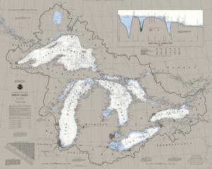 Great Lakes Nautical Chart Maps & Geography Jigsaw Puzzle By Heritage Puzzles