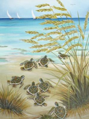 Turtle March Reptile & Amphibian Jigsaw Puzzle By Heritage Puzzles
