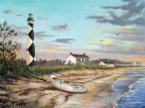 Sunset at Cape Lookout Lighthouses Jigsaw Puzzle By Heritage Puzzles