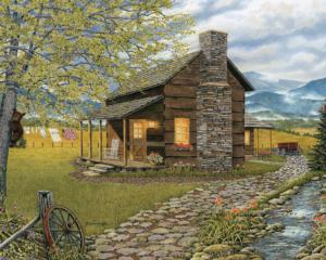 A Smoky Mountain Morning Cottage / Cabin Jigsaw Puzzle By Heritage Puzzles