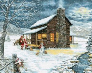 A Smoky Mountain Christmas - Scratch and Dent Cabin & Cottage Jigsaw Puzzle By Heritage Puzzles