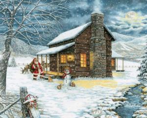 A Smoky Mountain Christmas Cabin & Cottage Jigsaw Puzzle By Heritage Puzzles