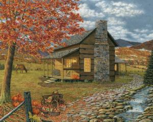 A Smoky Mountain Harvest Cottage / Cabin Jigsaw Puzzle By Heritage Puzzles