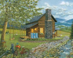 A Smoky Mountain Summer Cottage / Cabin Jigsaw Puzzle By Heritage Puzzles