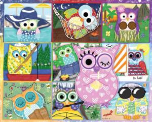 Owls on Vacation - Scratch and Dent Owl Jigsaw Puzzle By Heritage Puzzles