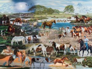 Chincoteague's Finest Horse Jigsaw Puzzle By Heritage Puzzles