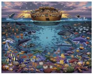Noah's Ark Under the Sea Animals Jigsaw Puzzle By Dowdle Folk Art
