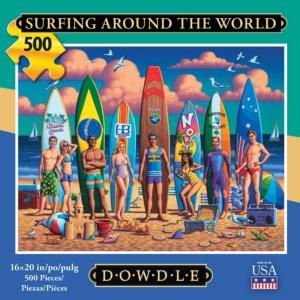 Surfing Around the World Folk Art Jigsaw Puzzle By Dowdle Folk Art