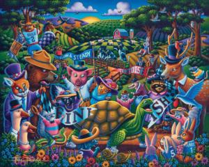 Tortoise and the Hare Folk Art Jigsaw Puzzle By Dowdle Folk Art