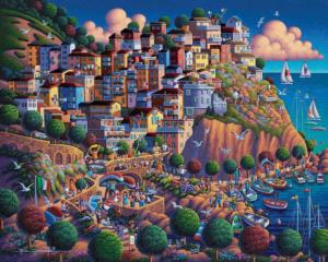 Italy's Cinque Terre Folk Art Jigsaw Puzzle By Dowdle Folk Art