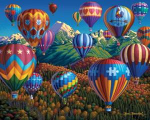 Up, Up and Away Hot Air Balloon Jigsaw Puzzle By Dowdle Folk Art