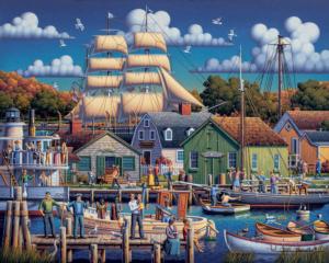 Mystic Seaport Folk Art Jigsaw Puzzle By Dowdle Folk Art