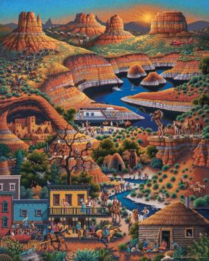 Wild Wild West Folk Art Jigsaw Puzzle By Dowdle Folk Art