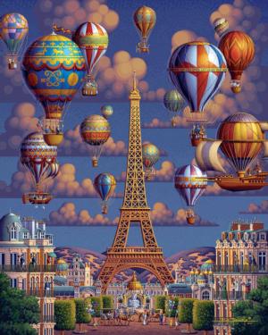 Balloons Over Paris Eiffel Tower Jigsaw Puzzle By Dowdle Folk Art
