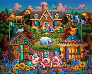 Three Little Pigs Pop Culture Cartoon Children's Puzzles By Dowdle Folk Art