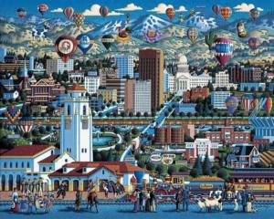 Boise Skyline / Cityscape Wooden Jigsaw Puzzle By Dowdle Folk Art