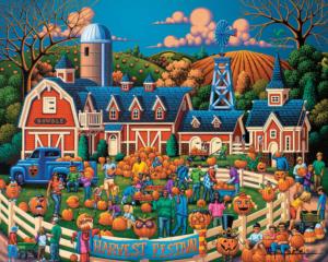 Harvest Festival Halloween Wooden Jigsaw Puzzle By Dowdle Folk Art