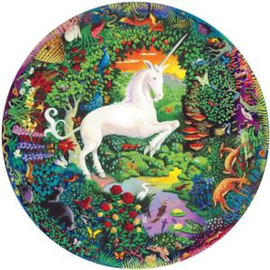 Unicorn Garden Unicorn Round Jigsaw Puzzle By eeBoo