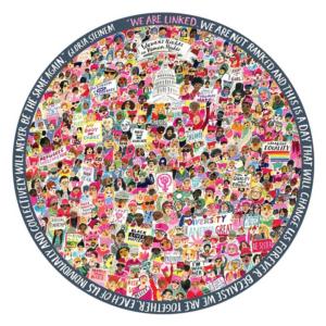 Women March! Quotes & Inspirational Round Jigsaw Puzzle By eeBoo