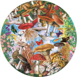 Mushrooms and Butterflies Butterflies and Insects Round Jigsaw Puzzle By eeBoo