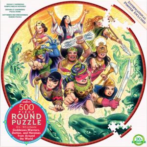 Goddesses and Warriors Super-heroes Round Jigsaw Puzzle By eeBoo