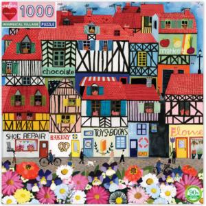 Whimsical Village Flower & Garden Jigsaw Puzzle By eeBoo