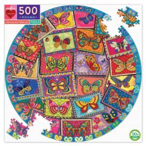 Vintage Butterflies Butterflies and Insects Round Jigsaw Puzzle By eeBoo