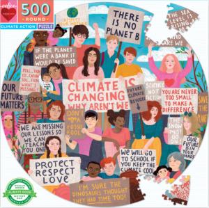 Climate Action Quotes & Inspirational Round Jigsaw Puzzle By eeBoo