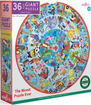 Ready to Grow - Good Deeds Children's Cartoon Round Jigsaw Puzzle By eeBoo