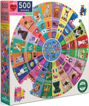 Dogs of the World Educational Round Jigsaw Puzzle By eeBoo