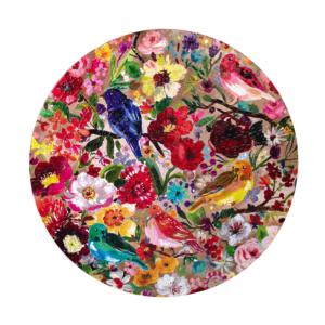 Birds & Blossoms Flower & Garden Round Jigsaw Puzzle By eeBoo