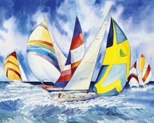 Sailboats, Sailboats, Sailboats Beach & Ocean Jigsaw Puzzle By Hart Puzzles