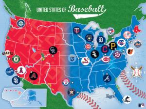 MLB USA Map - Scratch and Dent Educational Jigsaw Puzzle By MasterPieces