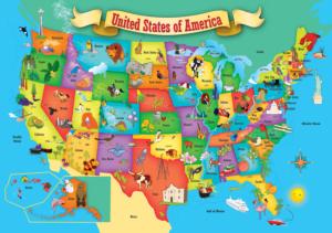 USA Wood Map United States Children's Puzzles By MasterPieces