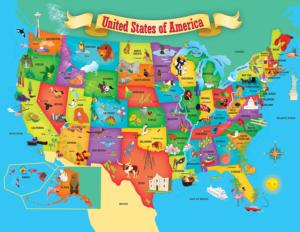 USA Map State Maps & Geography Shaped Pieces By MasterPieces