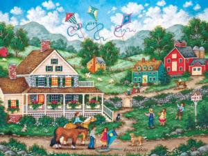 Jigsaw Puzzle Americana Friday Night Hoedown Red Barn Square Dance 550 piece NEW 