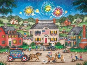 Fireworks and Sparklers Folk Art Jigsaw Puzzle By MasterPieces