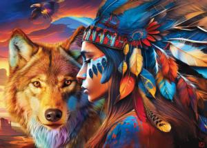 Tribal Spirit - Spirit of the Wilderness  Cultural Art Round Jigsaw Puzzle By MasterPieces