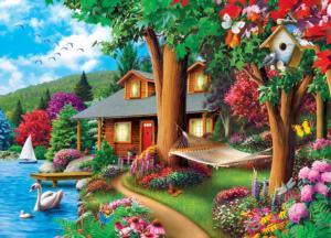 Around the Lake Cottage / Cabin Jigsaw Puzzle By MasterPieces